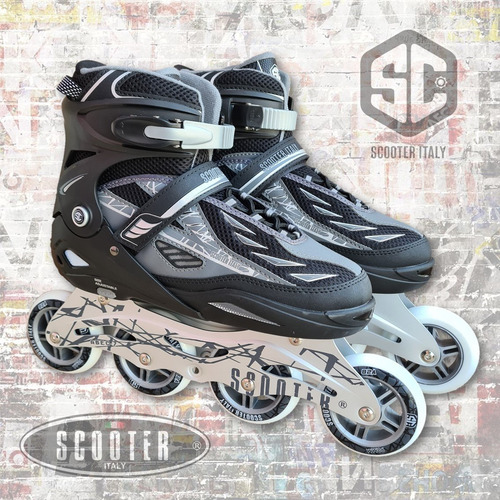 Rollers Profesionales Extensible Scooter Italy Aluminio Nero