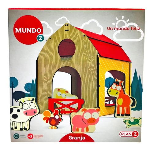 Granja Madera Con 5 Figuras Animales Didactico Infantil Ed