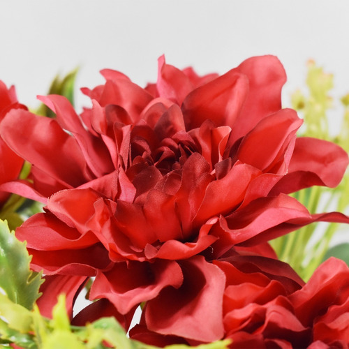 Bouquet De Dalias Flores Artificiales Finas Ramos De Flores Color Rojo