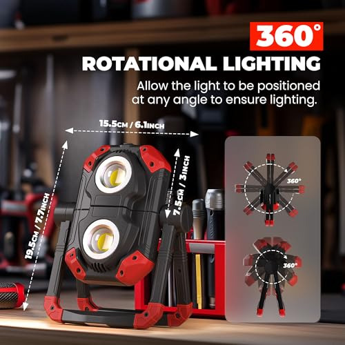 Luz Led Cob Recargable 2500lm Plegable Portátil Con Base Mag
