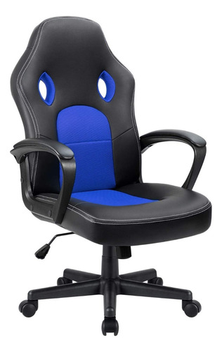 Silla Para Oficina, Escritorio Y Juegos, Furmax Cuero Sintét Color Azul