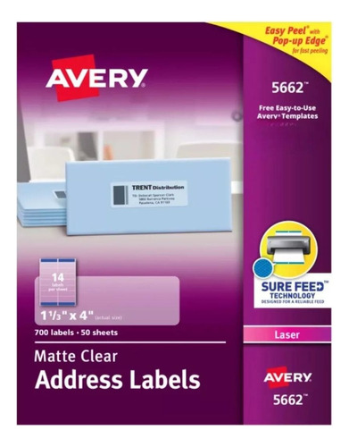 700 Etiquetas Transparente Permanente Avery 3.4 X 10.2 Cm
