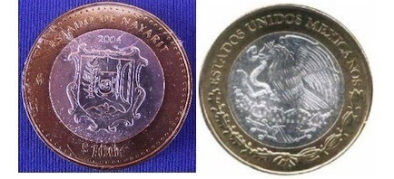 Moneda De 100 Pesos Mexicanos Del Estado De Nayarit 1a. Fase