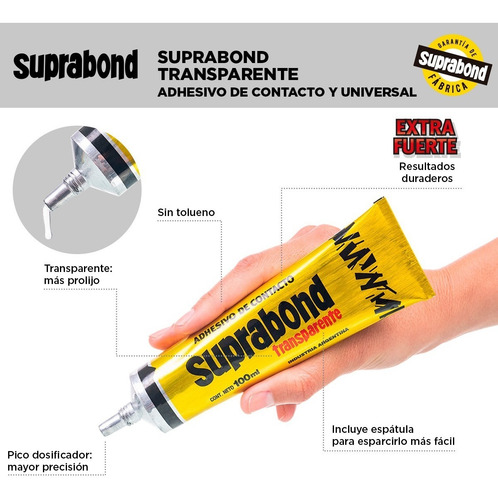 Imagen 3 de 10 de Adhesivo Suprabond Transparente 100ml Con Estuche