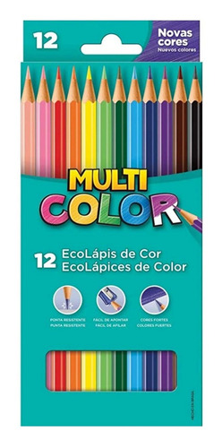 Lápis De Cor Multicolor Faber Castell Escolar 12 Cores 