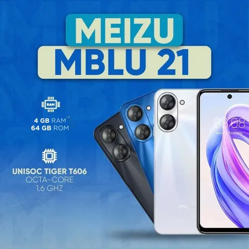 Celular Meizu Mblu 21, 4gb Ram, 64gb Almacenamiento, Dual Sim, Pantalla 6.79'', Conectividad 4g, Batería 4900 Mah, Pantalla 90hz, Cámara Principal 13mp, Cámara Frontal 8mp, Blanco