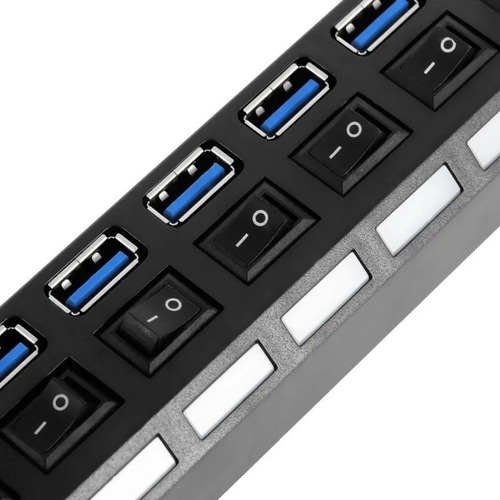 Hub 7 Portas Usb 2.0 Led C/ Chave Seletora Entrada P/ Fonte