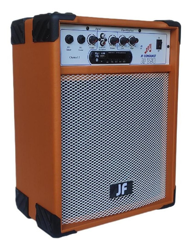 Caixa De Som Amplificada Violão Guitarra Microfone Laranja