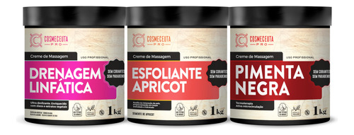 Kit Drenagem+esfoliante+pimenta Negra 1kg Cosmeceuta