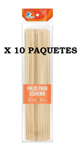 Palitos De Brochette 25 Cm X 50 Unidades X 10 Packs Ezco