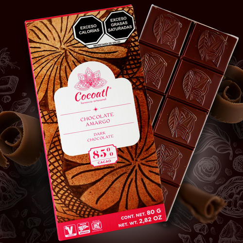 Cocoatl 8 Barras Chocolate Celebrando México 80g Caja