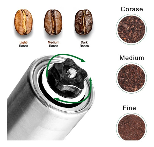 Molinillo De Café Manual De Acero Inoxidable, Grano De Café