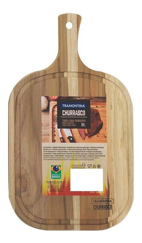 Tabla Para Asados Con Asa Tramontina Madera Teca 40x23 Cuo Color Marrón Asado