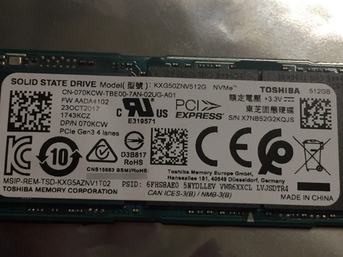 Disco Duro Ssd 512gb Toshiba Xg5 Series M.2 2280 70kcw