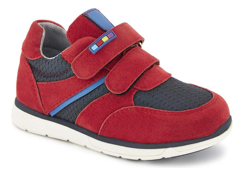 Tenis Urbano Ferrato Para Niño Doble Velcro Rojo