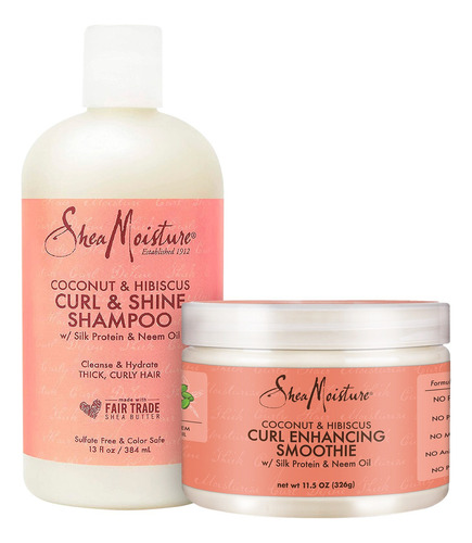 Shea Moisture Shampoo Y Crema Para Peinar Coconut Hibiscus