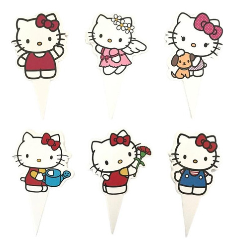 24 Toppers Para Decorar Cupcakes Con Tematica De Hello Kitty