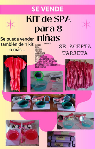 Kit De Spa Para 8 Niñas Incluye Batas, Espejos, Vinchas, Etc