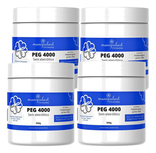Peg 4000 Polietilenoglicol Puro 500g 4 Potes = 2kg