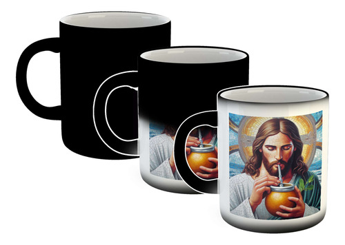 Taza Magica Jesus Tomando Matecito Verde Venecitas