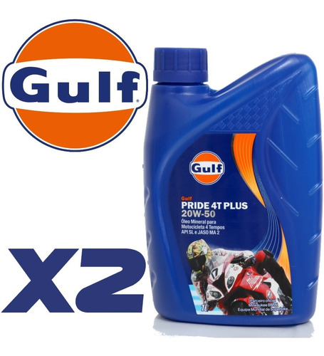Gulf 20w50 Mineral Óleo Motor De Moto E Quadriciclo 4t 2 L 