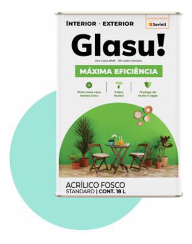 Tinta Acrílica Parede Máxima Eficiência 18l Glasu / Suvinil Cor Verde Piscina