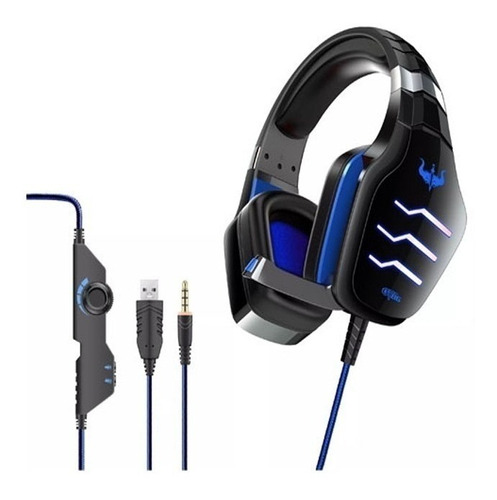 Auricular Gamer Micrófono Gt86 Luz Led Juegos Ps4 Xbox Pc Color Azul