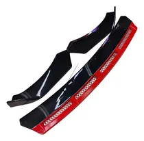 Comprar Front Lip Bumper Faldón Delantero 3 Piezas Negro Malla Roja