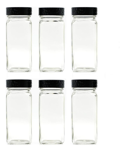 6 Tarros De Especias Negras, Botellas De Condimento De Vidri