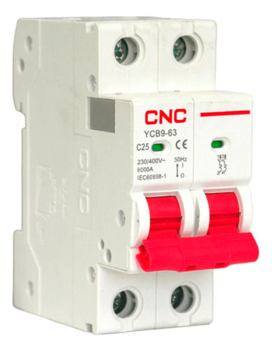 Interruptor Automático 2x25a Curva C 6ka Cnc Ycb9-63
