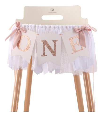 Gold De Rosa, Blush White Highchair Banner - Banner De 1er C