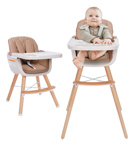 Trona Mallify, Convertible 3 En 1, De Madera Con Bandeja, Co