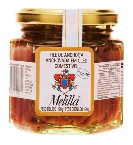 Filé De Anchovas Melilla Vidro 170g Aliche Importado Pizza