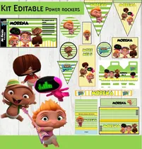 Comprar Kit Imprimible 3x1 Mini Beat Power Rockers Candy Bar