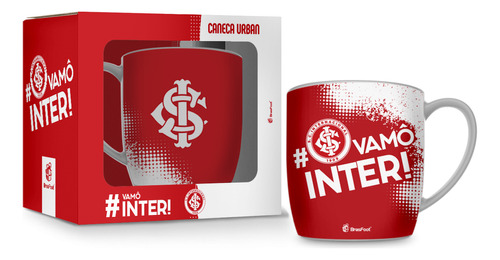 Caneca Porcelana Urban 300ml Times Internacional Vamo Inter Cor Vermelho