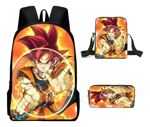 3 Unids/set Mochila Dragon Ball Mochila Escolar Dibujos Anim