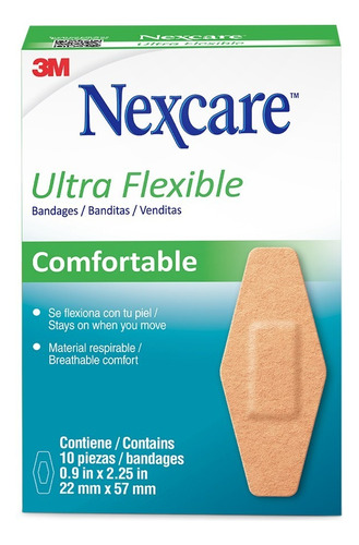 Nexcare Ultra Flexible Conft Tamaño Ünico 22mm X 57mm 10 Uni