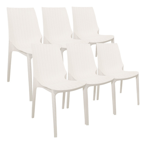 Silla X 6 Plástica Comedor Harmony Simil Ratan Quality Ct