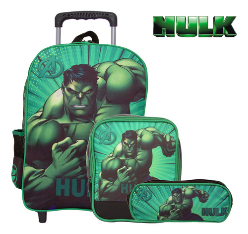 Mochila Masculina Infantil Rodinha Incrível Hulk 3d Marvel