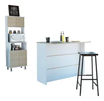 Comprar  Combo Kitchen 17 Mueble Microondas + Barra De Cocina - Blan