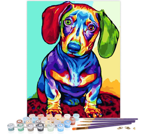 Pintura Al Óleo Colorida Para Perros, Pintura Por Números Pa