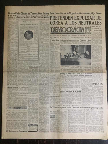 Diario Democracia 11/08/1955 Perón-vietnam-river Plate