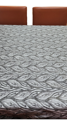 Mantel Mesa Rectangular 1.4x1.8 Impermeable Cuerina Afelpada Llamas Gris