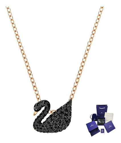 Collar Cisne Negro Iconic Swan De Swarovski + Kit D Regalo