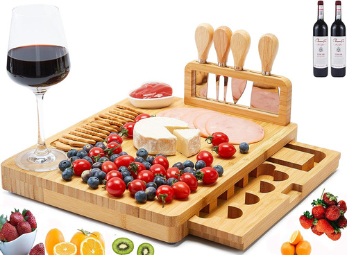 Itopfox Juego De Tablas De Queso De BambĂș Y Cuchillos Para C