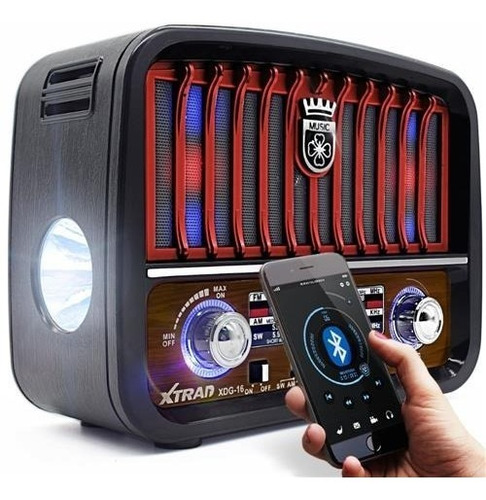 Caixa Som Retro Bluetooth Radio Am Fm  Usb Sd Recarregavel