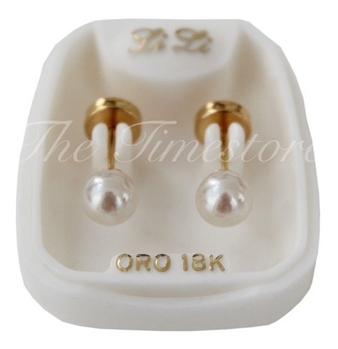 Aros Abridores Oro Lili 18k Perla 5mm Li-111 - Envio Gratis