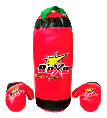 Bolsa De Boxeo Guantes Infantil Niño 50cm Pce 1681 Bigshop Color Rojo