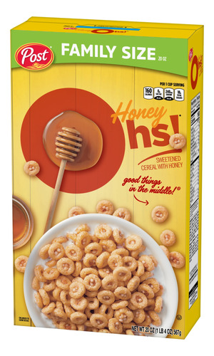 Honey Ohs! Family Size Cereal, Sweetened Honey Cereal, 20 Oz