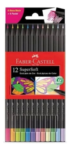 Lápices Faber Castell X12 Neon+pastel Supersoft